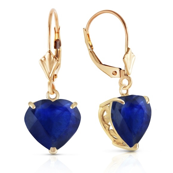 Galaxy Gold Products Jewelry - LEVER BACK EARRINGS NATURAL 10mm HEART SAPPHIRES